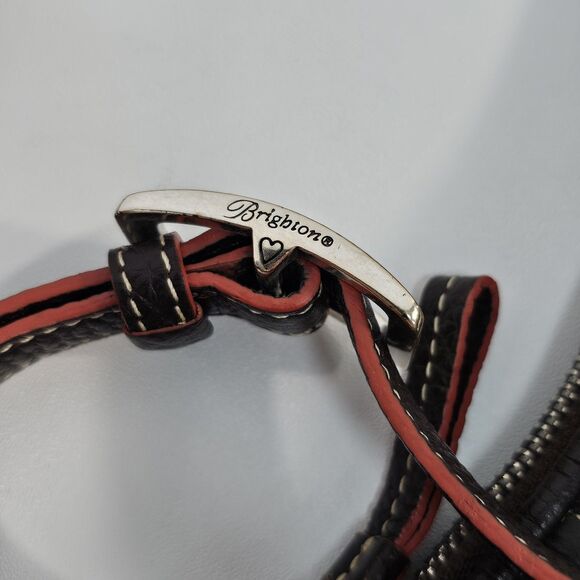 Brighton Brown & Cream Canvas Leather Crossbody Bag with Floral Lining - Picture 4 of 10